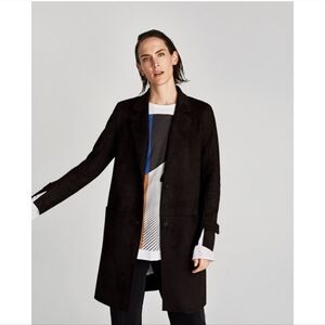 NWT Zara Faux Suede Button Coat